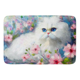 Tapete De Banheiro Gatinhos Persa Brancos Olhos Azuis de Gatinho Azul