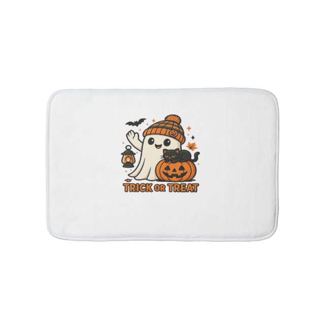 Tapete De Banheiro Gato Bonito de Halloween em Pumpkin Costume Clássi (frente)