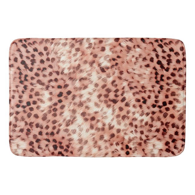 Tapete De Banheiro Gato Bonito, Rosa Dourado, Leopardo (Frente)