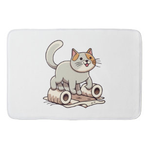 Tapete De Banheiro Gato Brincando com Papel Higiênico