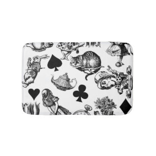 Tapete De Banheiro Gato de Alice Coelho Branco Maravilha Cheshire
