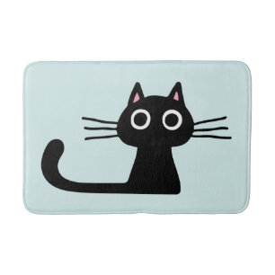 Tapete De Banheiro Gato de Gatinho Preto Quirky com Whiskers Longos