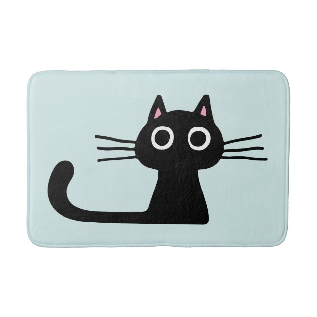 Tapete De Banheiro Gato de Gatinho Preto Quirky com Whiskers Longos (Frente)
