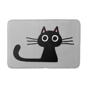 Tapete De Banheiro Gato de Gatinho Preto Quirky com Whiskers Longos