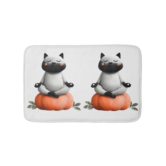 Tapete De Banheiro Gato de Halloween na Design de Pumpkin (frente)