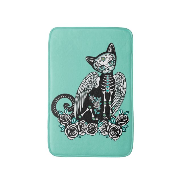 Tapete De Banheiro Gato do crânio do açúcar (Frente Vertical)