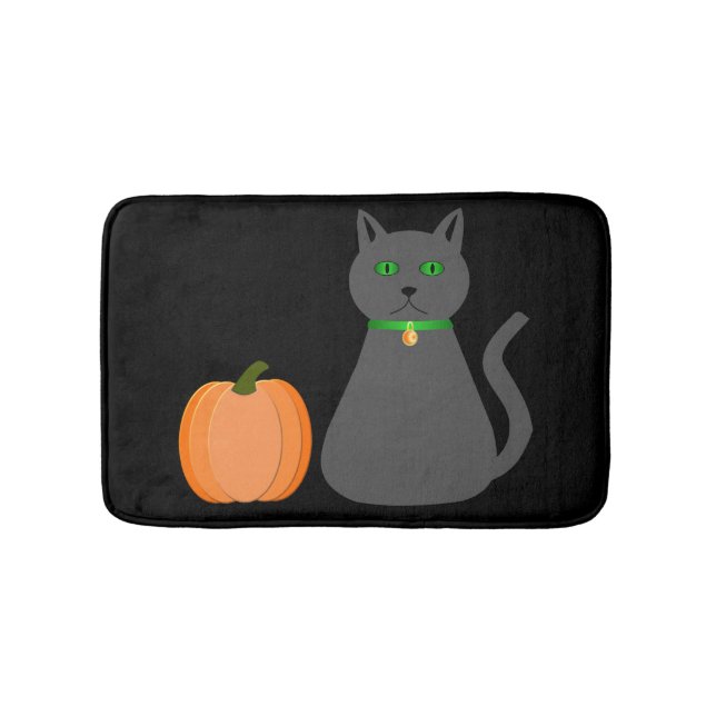 Tapete De Banheiro Gato e Abóbora do Halloween (frente)