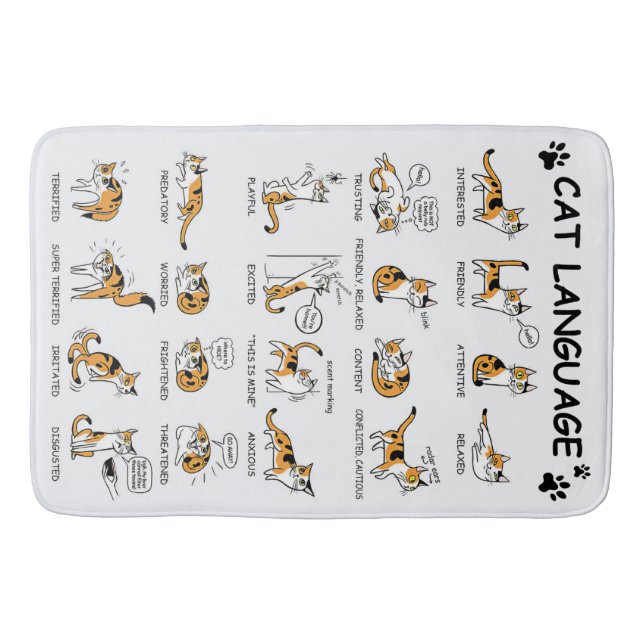 Tapete De Banheiro Gato Engraçado Com Emoções Adoráveis Da Linguagem  (Frente)