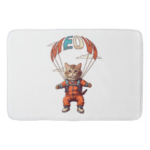Tapete De Banheiro Gato Engraçado de Paraquedismo
