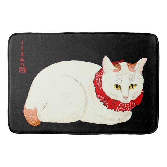 Tapete De Banheiro Gato Japonês Branco e Ginger (Frente)