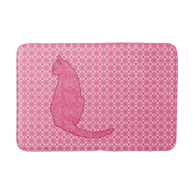 Tapete De Banheiro Gato Japonês - Fúchsia Pink Batik (Frente)
