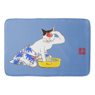 Tapete De Banheiro Gato Japonês Humoroso - Balança I