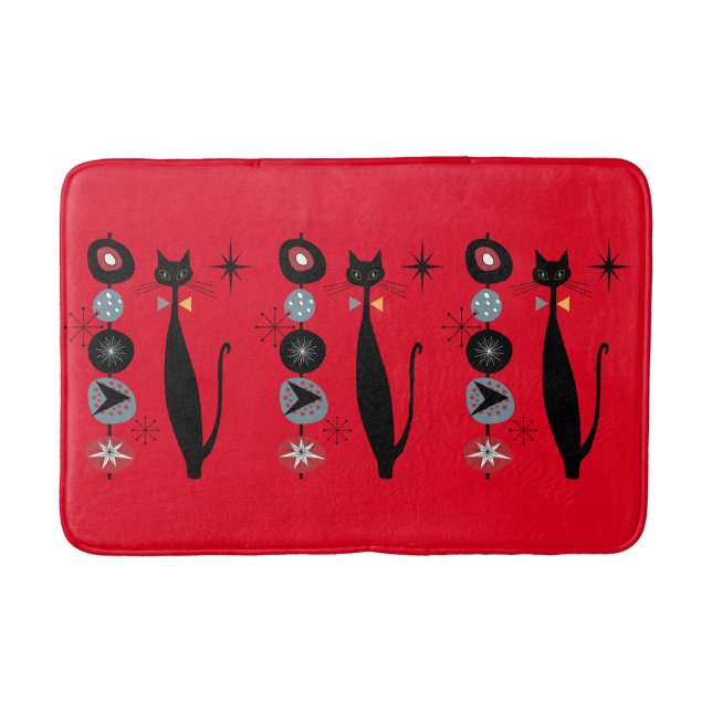 Tapete De Banheiro Gato Legal MCM Moderno de Meio século da Era Atômi (Frente)