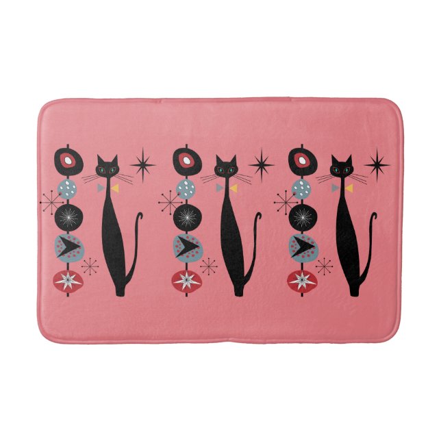 Tapete De Banheiro Gato Legal MCM Moderno de Meio século da Era Atômi (Frente)