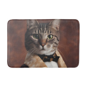 Tapete De Banheiro Gato na Jaqueta de Fumar