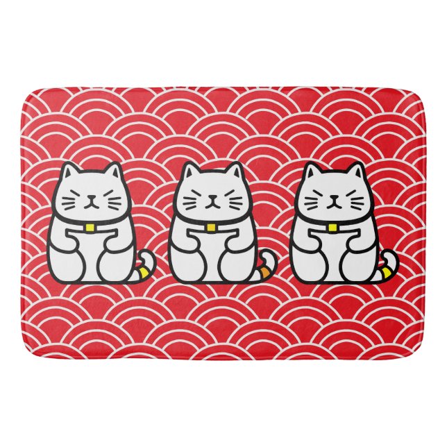Tapete De Banheiro Gato Sortudo Japonês ou Maneki-Neko (Frente)