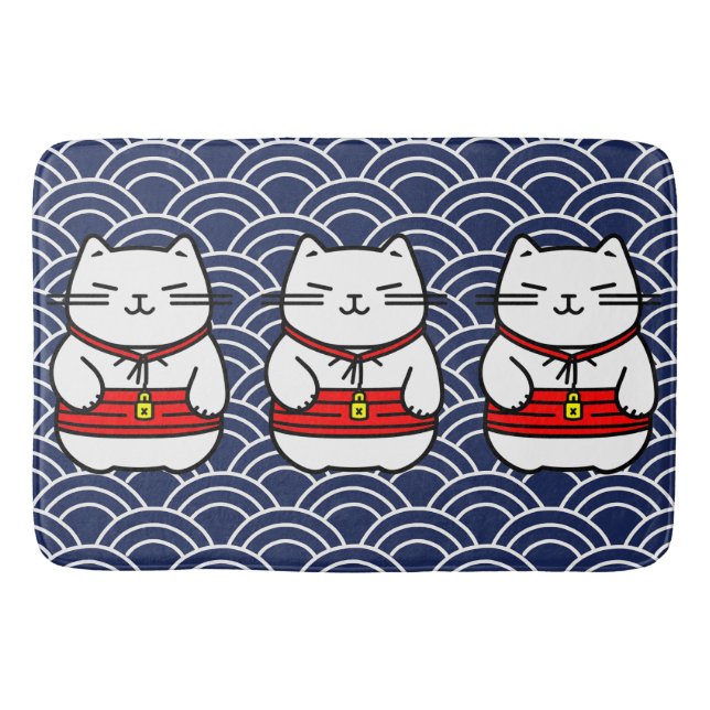 Tapete De Banheiro Gato Sortudo Japonês ou Maneki-Neko (Frente)