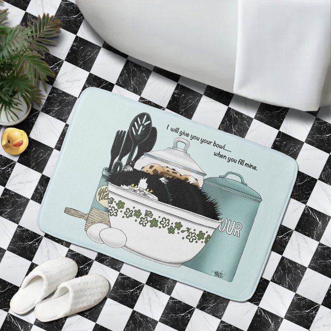 Tapete De Banheiro Gato Tuxedo Sassy Tigela Vintage Aqua Cozinha Retr (Criador carregado)