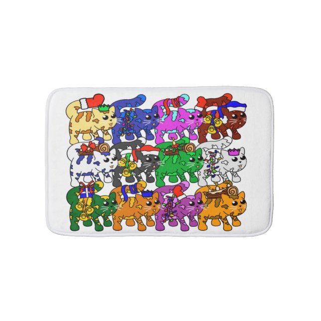Tapete De Banheiro Gatos de Natal Festivos Jolly Meowy (frente)