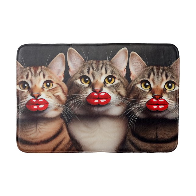 Tapete De Banheiro Gatos Divertidos Com Botox (Frente)
