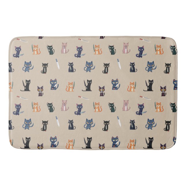Tapete De Banheiro Gatos e Facas Bath Mat (Frente)