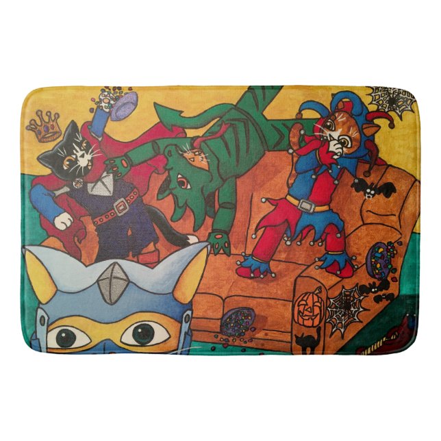 Tapete De Banheiro Gatos-fantasias do Cavaleiro Medieval do Halloween (Frente)