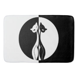 Tapete De Banheiro Gatos preto e branco