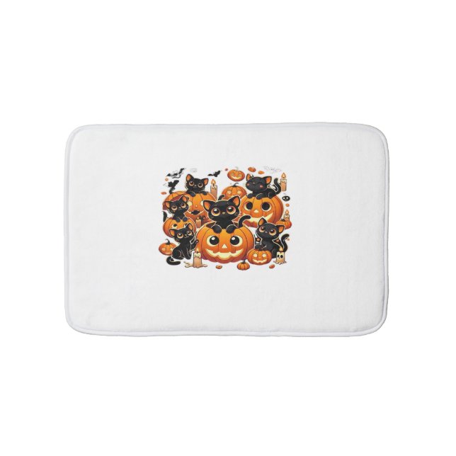 Tapete De Banheiro Gatos Pretos Cachorros em Pumpkins no Dia das Brux (frente)
