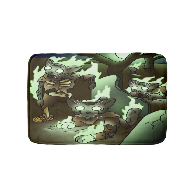 Tapete De Banheiro Gatos Zombie do Halloween (frente)