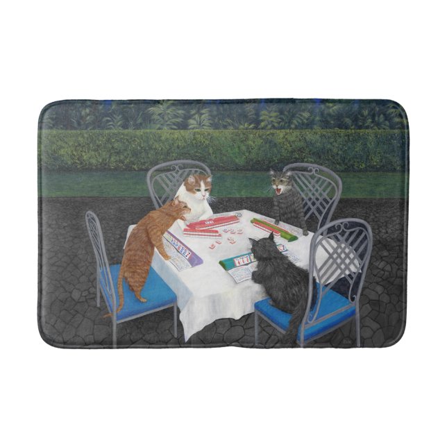 Tapete De Banheiro Gats Playing Mahjong (Frente)