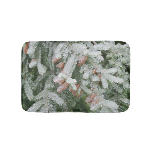 Tapete De Banheiro Gelo invernal ramo Spruce vitrificados, cones