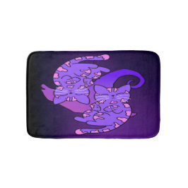 Tapete De Banheiro Gemini Retro Neon Kittens Roxo Personalizável