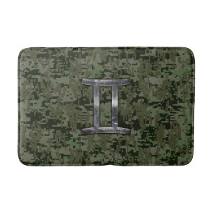 Tapete De Banheiro Gemini Zodiac - Sinal de Camo Digital Verde