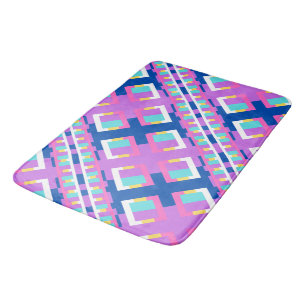 Tapete De Banheiro Geo Puro Azul-Rosa