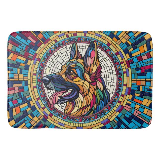 Tapete De Banheiro German shepherd - Arte Mosaica Colorida (Frente)
