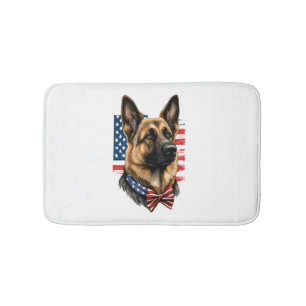 Tapete De Banheiro German shepherd com bandeira americana