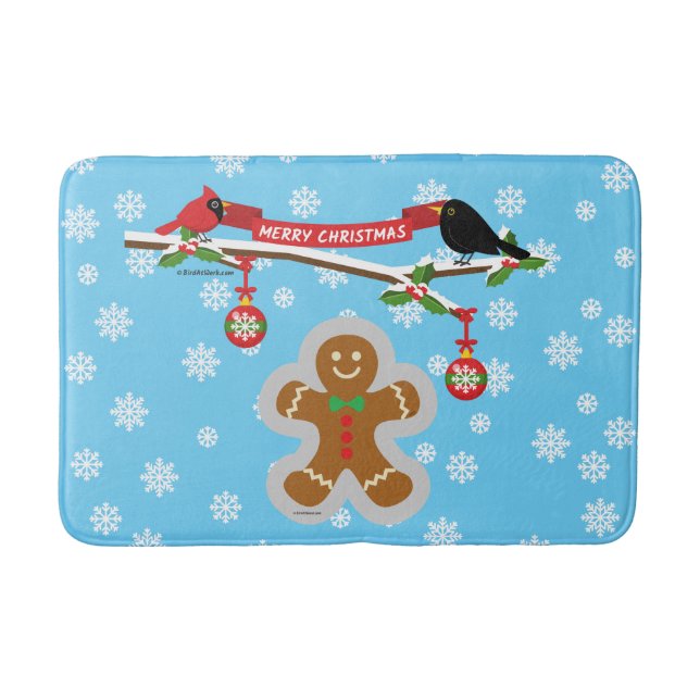 Tapete De Banheiro Gingerbread, Snowflakes and Birds (Frente)