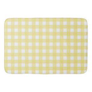 Tapete De Banheiro Gingham amarelo pálido e branco