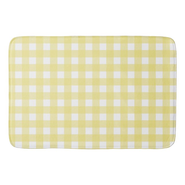 Tapete De Banheiro Gingham amarelo pálido e branco (Frente)