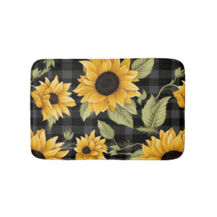 Tapete De Banheiro Gingham Sunflower Pattern