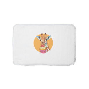 Tapete De Banheiro Girafa com Cupcake