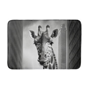 Tapete De Banheiro Girafa em uma paisagem urbana
