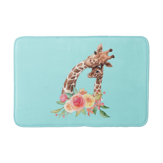 Tapete De Banheiro Girafa Gira-Cama Cura-Cama Mãe e Bebê (Frente)