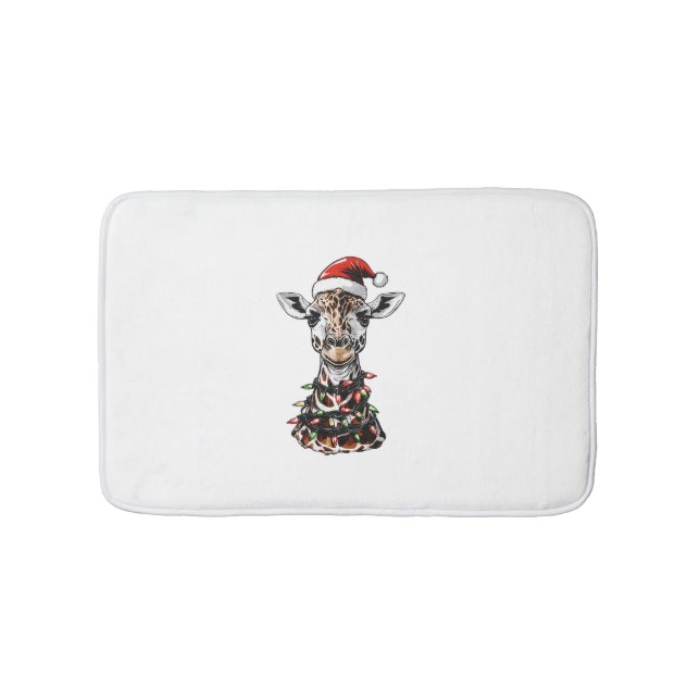 Tapete De Banheiro Giraffe Christmas Hat Xmas (frente)