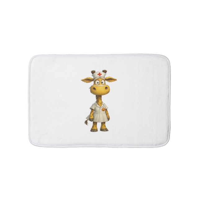 Tapete De Banheiro Giraffe Nurse Cartoon - Whimsical Healthcare Hero (frente)
