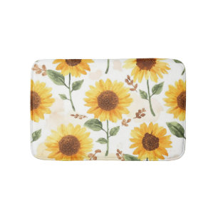 Tapete De Banheiro Girassóis Amarelos Aquarela Floral Caprichoso