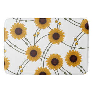 Tapete De Banheiro Girassóis Amarelos Florais Retro Art Nouveau Aleat