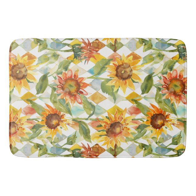 Tapete De Banheiro Girassóis Aquarela floral (Frente)