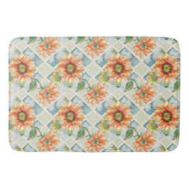 Tapete De Banheiro Girassóis Padrão floral de aquarela