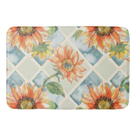 Tapete De Banheiro Girassóis Padrão floral de aquarela